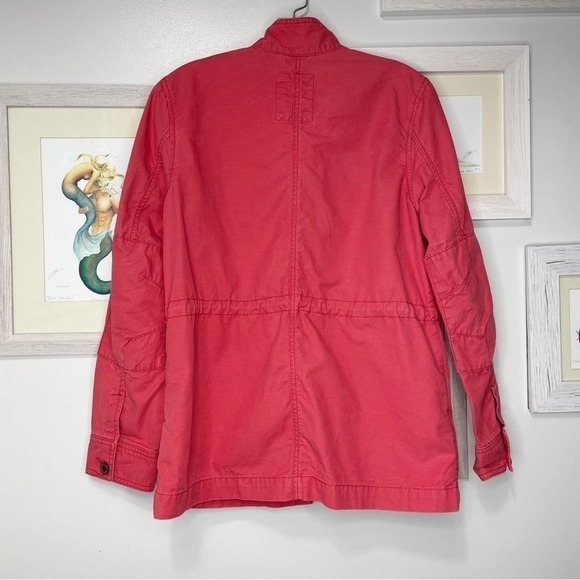 GAP Coral Red Long Sleeve Zip Up Utility Jacket Size Small - Picture 3 of 10